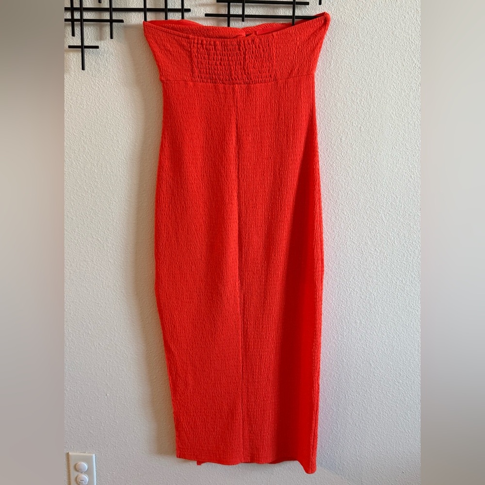 Wild Fable Blood Orange Strapless Midi Dress with Side Slit – Size M - Picture 4 of 5